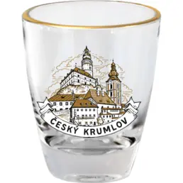 Kieliszek szklany 30ml złoty pasek WG-018 Czeski Krumlov