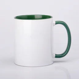 Sublimation Mugs with Colored Interior and Handle 330 ml available in 10 colors: red, black, pink, orange, dark green, light green, cobalt, yellow, burgundy, blue