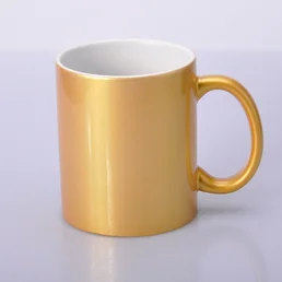 Auksiniai arba sidabriniai blizgantys puodeliai su baltu vidumi 330m sublimacijos spaudai