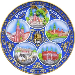 Ręcznie malowany ceramiczny talerz ścienny 200 mm PT zabytki Krakowa