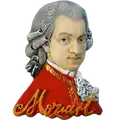 Handgemalter Mozart-Souvenir-Magnet (P) aus Wien