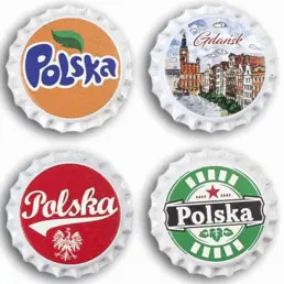 Kylskåpsmagneter med Ölflaskkapsyler (BC) från Polen