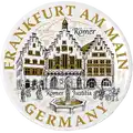 Placa de cerámica de 65 mm imán de nevera de recuerdo decorado con una calcomanía de alta temperatura (MP) Frankfurt Römerberg Ostzeile
