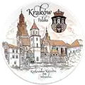 Ceramiczny magnes talerzyk 65mm (MP) zdobiony kalką Królewska katedra na Wawelu pamiątka z Krakowa