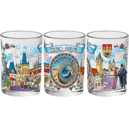 Bicchiere cilindro 50ml WG-001 souvenir Praga Praha collage