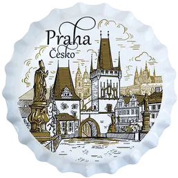 Magnet na lednici pivní víčko Praha Česko CHK-BC-005, suvenýry velkoobchod Suvenix