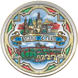 Magnet na lednici Praha talířek 65 mm CHK-MP-034, keramika, velkoobchod Suvenix