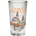 Skleněný panák 28 ml v bronzové edici s motivem města Český Krumlov – turistický suvenýr pro velkoobchod B2B, CHK-WG-823.