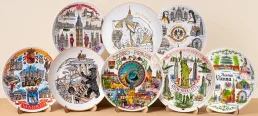 Decorative Ceramic Souvenir Wall Plates - European Cityscapes in Various Artistic Styles