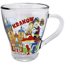 Filiżanki szklane do kawy 250 ml CG-003 Kraków bajkowy pamiątka