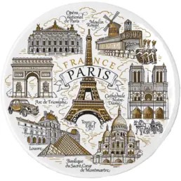 Assiette en céramique 65 mm aimant de réfrigérateur souvenir décoré d'une autocollante haute température (MP) Paris