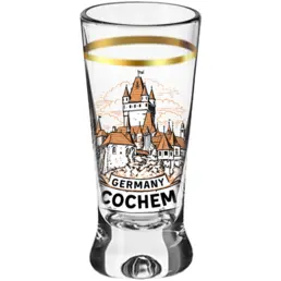 Bicchiere souvenir a righe dorate a forma di X da 25ml WG-009 Castello di Cochem