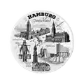 Keramik Souvenir Wandteller 100 mm MT-004 Hamburg Collage (mattes Silber)