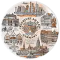 Keramik Souvenir Wandteller 200 mm MT-010 Frankfurt am Main (gebürstetes Gold)