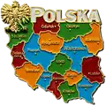 Magnesy metalowe z emaliami kolorowe (MM) Mapa Województwa polskie