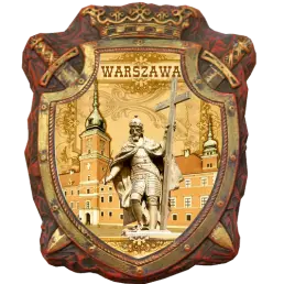 Magnes na lodówkę Tarcza ręcznie malowany / drukowany z sztucznej ceramiki (PP) Warszawa Kolumna Zygmunta oraz Zamek Królewski