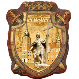 Magnes na lodówkę Tarcza ręcznie malowany / drukowany z sztucznej ceramiki (PP) Warszawa Kolumna Zygmunta oraz Zamek Królewski