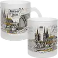 Mattierter Glasbecher 320 ml CP-000 grafisches Panorama von Köln