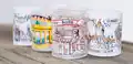 Tazas Souvenir con Paisajes Urbanos Europeos: Diseños en Vidrio Transparente, Vidrio Esmerilado y Cerámica en Diversos Estilos