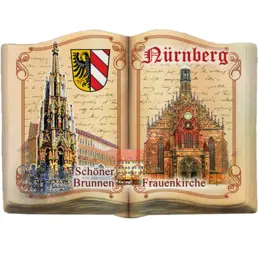 Libro stampato di souvenir in polimagnet (PP) Norimberga Schöner Brunnen
