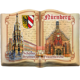 Printed souvenir polymagnet Book (PP) Nuremberg Schöner Brunnen