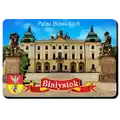 Drewniany magnes 3D Białystok z widokiem na Pałac Branickich i herbem miasta – unikalna pamiątka turystyczna oraz produkt przeznaczony do sprzedaży hurtowej B2B, POL-DS-242.