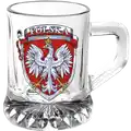 Szklany kieliszek do wódki Warszawa 25ml ze złotą obwódką POL-WG-2491 - panorama z Pałacem Kultury i Nauki sprzedaż hurtowa