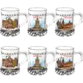 Kieliszek szklany 30 ml Warszawa z panoramą miasta i symbolami stolicy – turystyczna pamiątka hurtowo B2B, POL-WG-1419