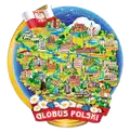 Magnes drewniany 3D Globus Polski z kolorową mapą miast i zabytków – regionalna pamiątka hurtowo B2B, POL-DS-005