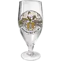 Szklany kielich piwny 450 ml Kazimierz Dolny w ozdobnym wzorze z brązowymi akcentami i motywem koguta – elegancka pamiątka turystyczna do sprzedaży hurtowej B2B, POL-G-542.