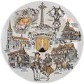 Talerz ceramiczny ścienny 20 cm Zakopane z panoramą miasta, Harnasiem, Krupówkami i Morskim Okiem – regionalna pamiątka turystyczna hurtowo B2B, POL-MT-135