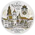 Talerz ceramiczny magnetyczny 6,5 cm Kraków w kolorze brązu z Katedrą na Wawelu – elegancka pamiątka hurtowo B2B, POL-MP-078