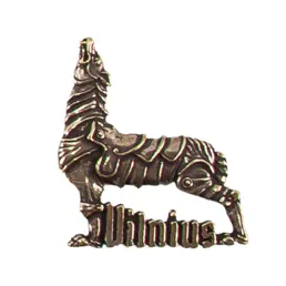 Magnete da frigo souvenir in metallo scolpito a mano (MM) con opzioni di placcatura monocromatica Vilnius Il lupo di ferro