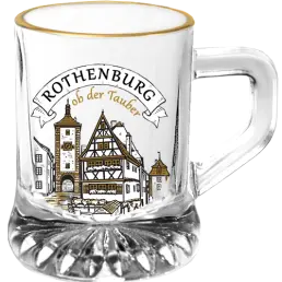 Sklenice ve tvaru poháru se zlatým okrajem 30 ml Suvenýr Rothenburg ob der Tauber