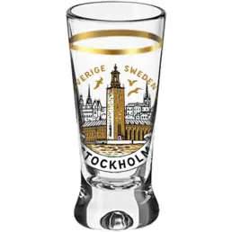 Elegant shotglas med guldrand Stockholms stadshus 