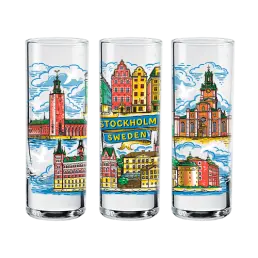 Hög souvenir shotglas Stockholms sightseeing 50 ml WG-003