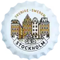 Ölkapsylformad magnet souvenir från (BC) Stockholm