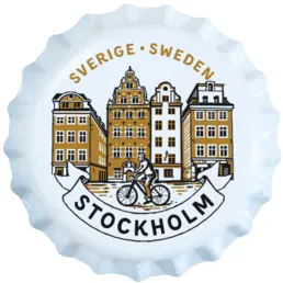 Ölkapsylformad magnet souvenir från (BC) Stockholm
