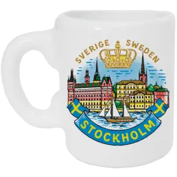 Souvenir keramisk mugg-formad kylskåpsmagnet (PN) Stockholm  