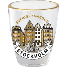 Souvenir shotglas med guldkant Stockholm 25 ml WG-018