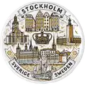 Keramikplatta 65 mm Souvenir Kylskåpsmagnet Dekorerad med en Högtemperaturdekal (MP) Stockholm