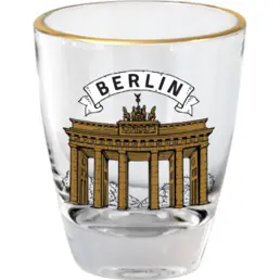 Vaso de chupito de recuerdo con borde dorado 25ml WG-018 Berlín Puerta de Brandemburgo