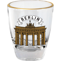 Gold rimmed souvenir shot glass 25ml WG-018 Berlin Brandenburg gate