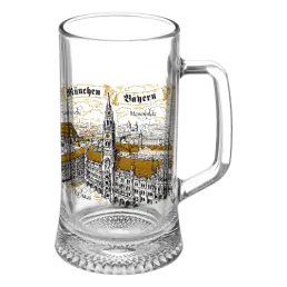 Glass Beer Mug 330ml G-002 Munich Marienplatz