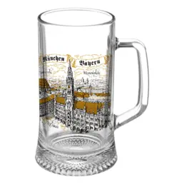 Taza de cerveza de cristal 330ml G-002 Munich Marienplatz