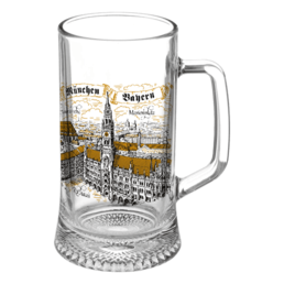 Glass Beer Mug 330ml G-002 Munich Marienplatz