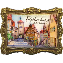 Aimant imprimé en polyrésine Baguette Frame (PP) aquarelle Rothenburg o.d.T. Plönlein