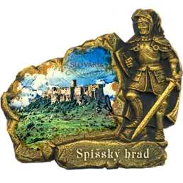 Магнит с элементами ручной разрисовки и печатью (PP) рыцарь Словакия Спишский Замок