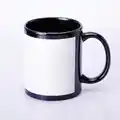 Schwarze Tassen mit grossem weissem Sublimationsfenster zylindrisch 330ml
