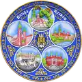Ręcznie malowany ceramiczny talerz ścienny 200 mm PT zabytki Krakowa